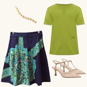 🌴 Lilly Pulitzer Paisley Floral A-Line Skirt – Size 2 – Navy Multi